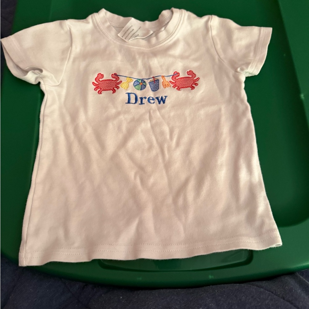 Toddler Short Sleeve Tee with Embroidered “Drew” Design